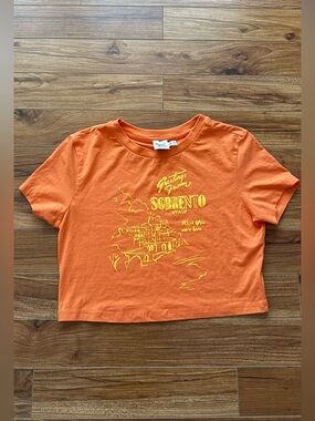 (NWOT)Princess Polly Orange Greetings From Sorrento Italy Graphic Crop Tee US 10